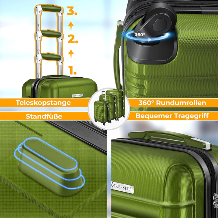 KESSER® 3tlg. Hartschalenkofferset Hartschalenkoffer Trolley Koffer Reisekoffer Reisekofferset Gepäc