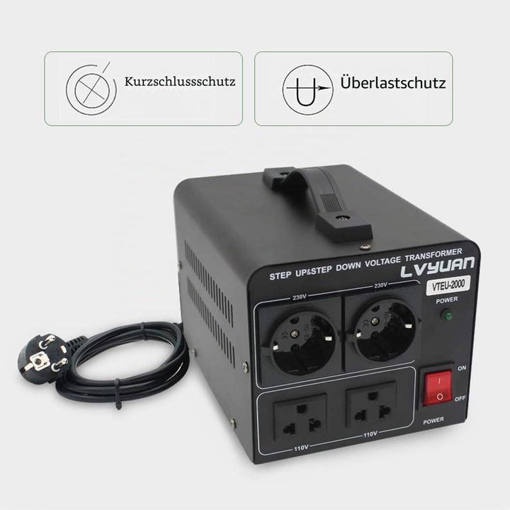2000W (Peak) 110 Volt USA Spannungswandler Ringkern-Transformator 2000 Watt - In: 110V oder 220V / O