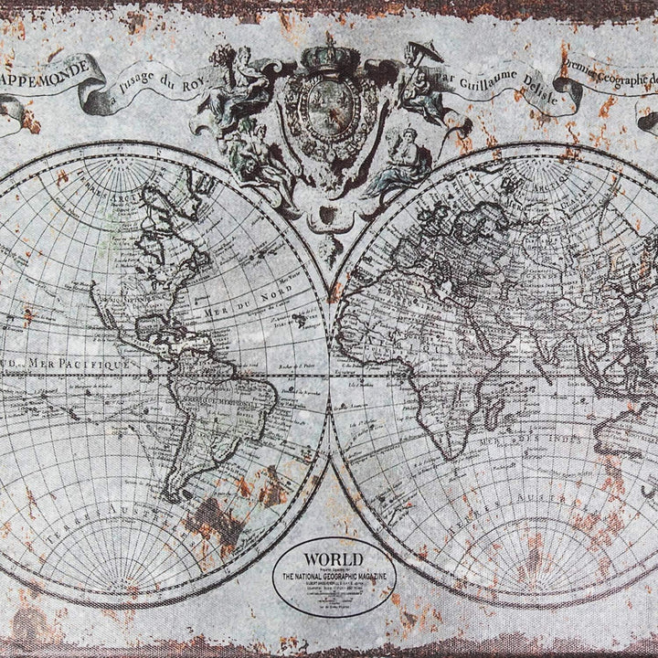 HMF VKO101 Vintage Koffer aus Holz | 38 x 26 x 13 cm | Gross | Deko Weltkarte 38 cm Weltkarte, 38 cm