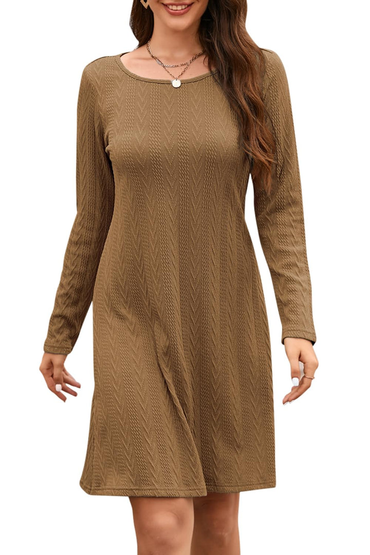STYLEWORD Strickkleid Damen Kleid Langarm Herbstkleid Pulloverkleid Elegant Herbst Winterkleid Tunik
