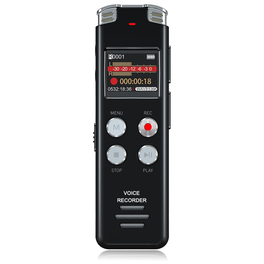 EVISTR Digitaler Voice-Recorder, 128 GB – Tonaufnahmegerät mit Sprachsteuerung und Geräuschreduzieru