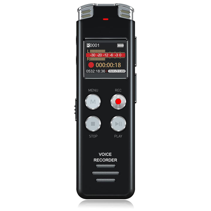 EVISTR Digitaler Voice-Recorder, 128 GB – Tonaufnahmegerät mit Sprachsteuerung und Geräuschreduzieru