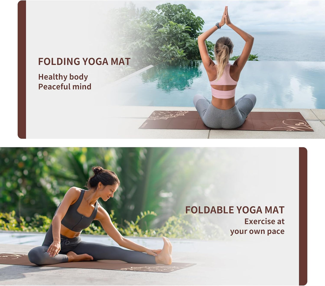 PROIRON Yogamatte Faltbar, Reise Yogamatte rutschfest & leicht 173cm x 61cm x 2mm, Gymnastikmatte mi
