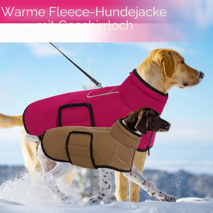 AOFITEE Hundemantel für Mittelgrosse Hunde, Warme Hundewinterjacke mit Eingebautem Geschirr, Reflekt