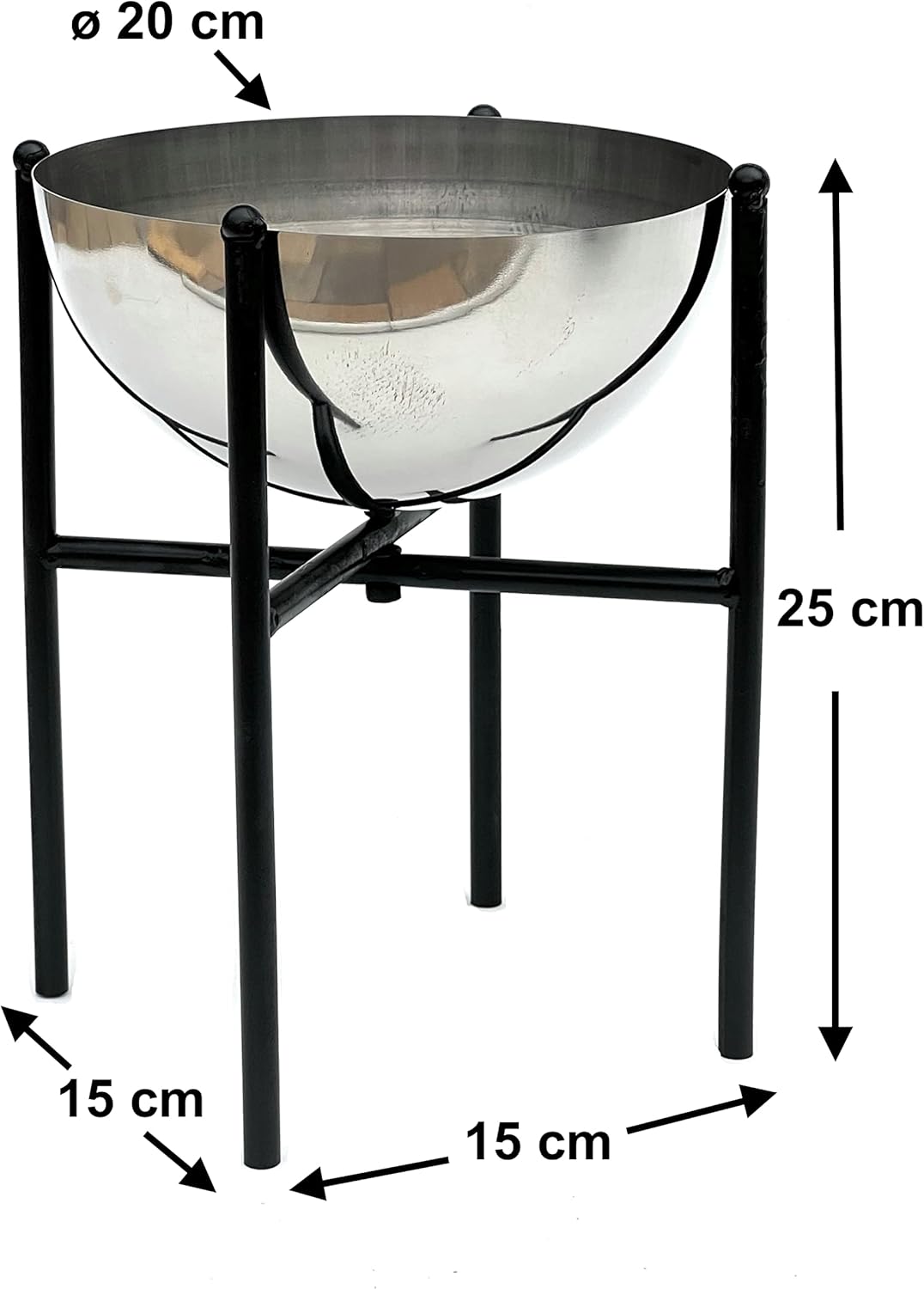 DanDiBo Blumenhocker Metall mit Topf Schwarz Silber 25-45 cm Blumenständer 96257 Blumensäule Modern