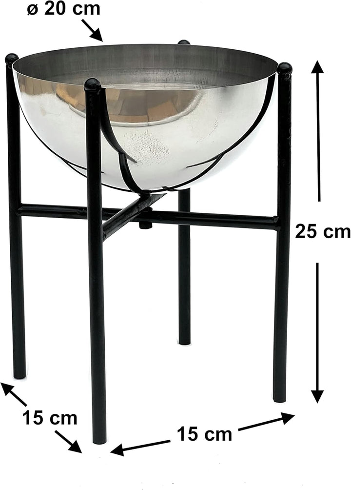 DanDiBo Blumenhocker Metall mit Topf Schwarz Silber 25-45 cm Blumenständer 96257 Blumensäule Modern
