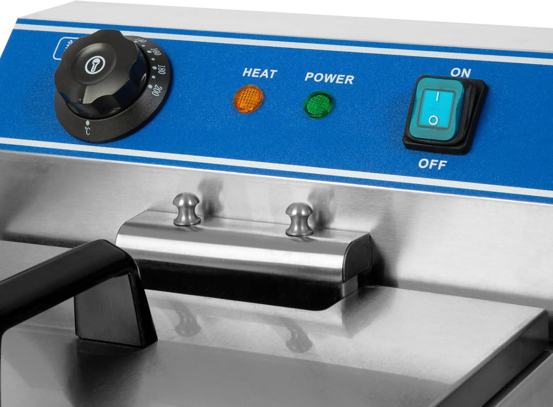 VERTES Friteuse aus Edelstahl 13 Liter Fassungsvermögen, 50-200°C, 3000W, 230V, Kaltzonenprinzip, Pr