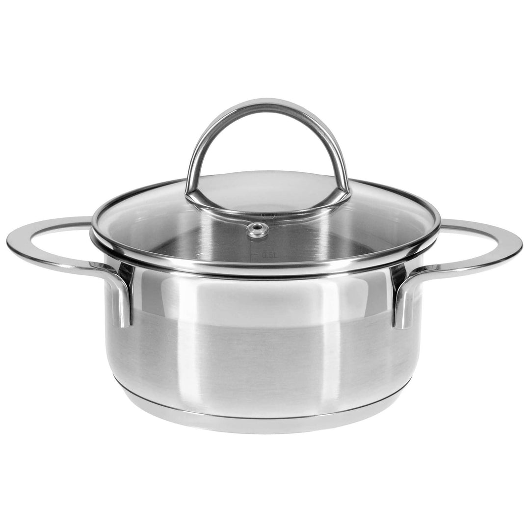 GRÄWE Kochtopf inkl. Glasdeckel, 750 ml, Spülmaschinengeeignet, Topf für Induktion, klein, Edelstahl