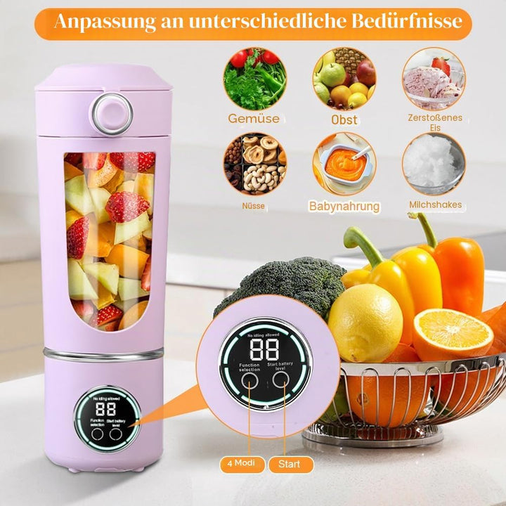 Tragbarer Mixer, 700 ml kleiner Smoothie Mixer, Mini-Standmixer mit 12 Edelstahlklingen und Digitala