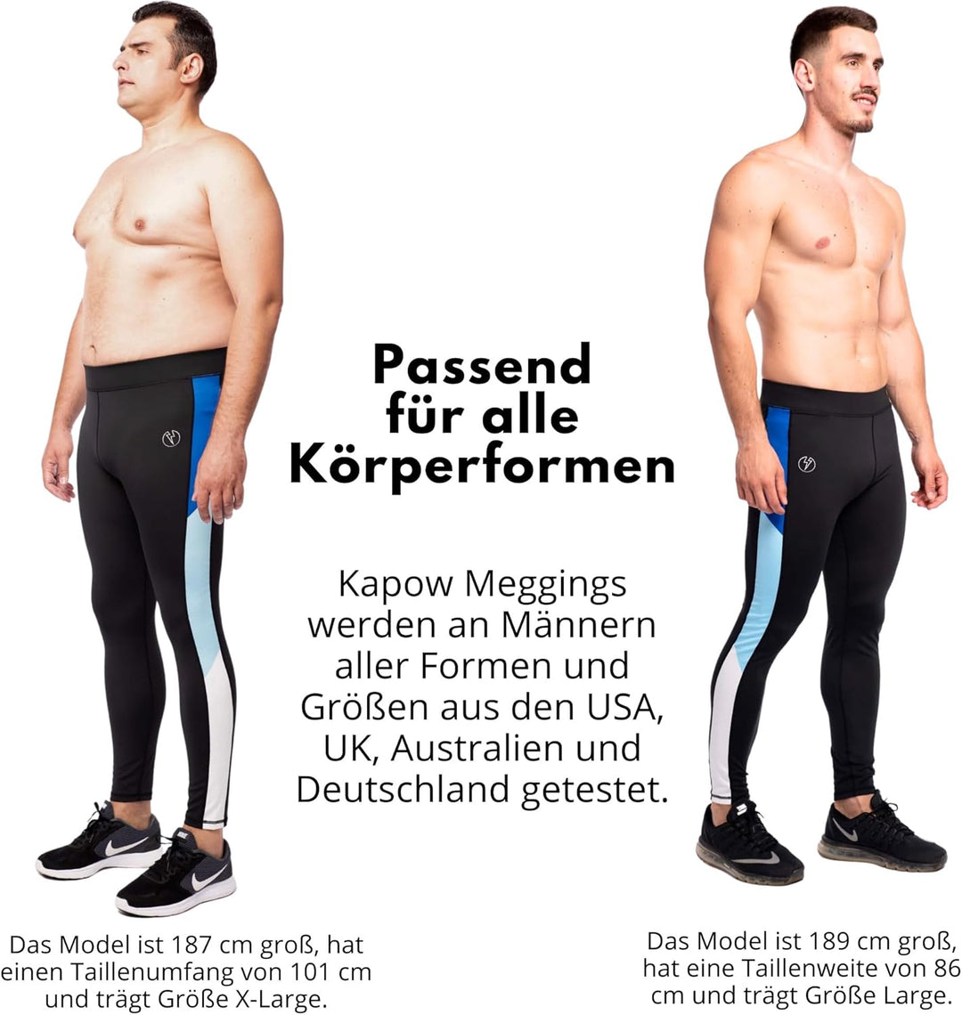Kapow Meggings Performance PRO: Lange Sportleggings für Herren mit Kompression – Perfekt für Laufen,