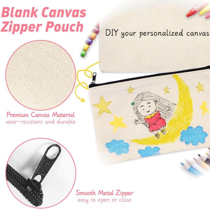 30 Stück Canvas Zipper Pouch Taschen, DIY Handwerk Blank Makeup Taschen, Canvas Bleistift Fall Kosme