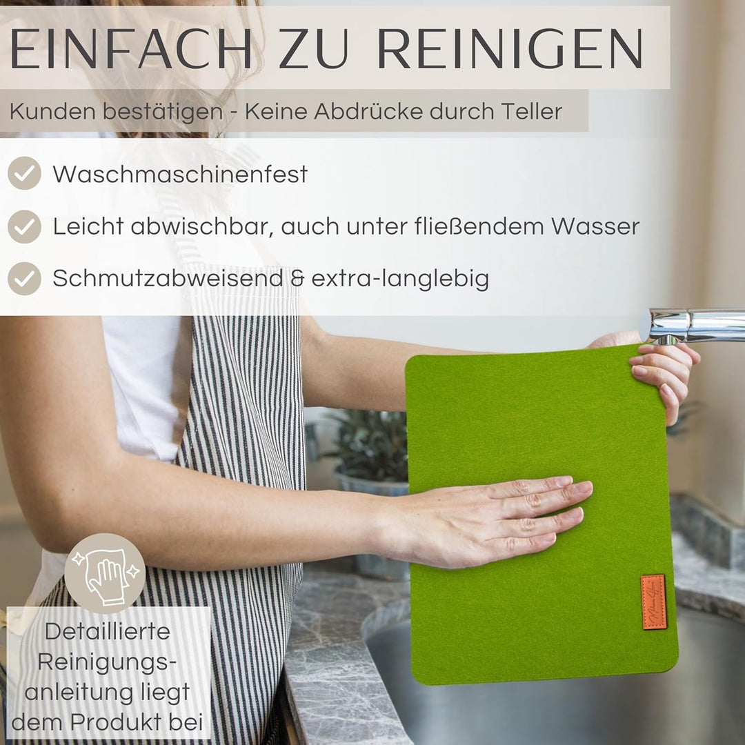 MAHEWA® 6er Set Premium Filz Tischset Platzset mit 6X Glasuntersetzer 1x Halter und 6X Bestecktasche