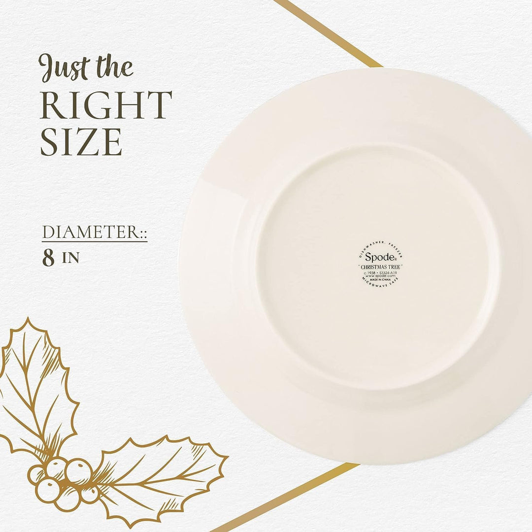 Spode Salatteller, Weihnachtsbaum, 4 Stück Weihnachtsbaum-Salatteller, Weihnachtsbaum-Salatteller
