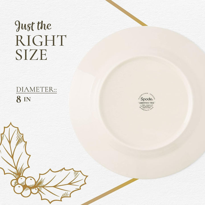 Spode Salatteller, Weihnachtsbaum, 4 Stück Weihnachtsbaum-Salatteller, Weihnachtsbaum-Salatteller