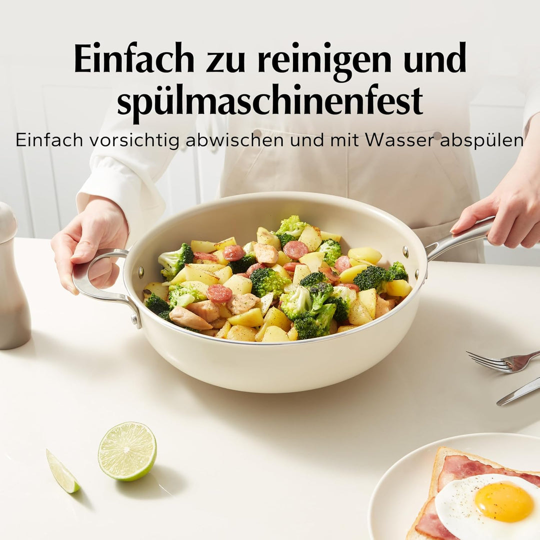 Redchef Bratpfanne 28cm, Pfanne mit Deckel Antihaft Beschichtung Keramikpfanne, Bratpfannen Induktio