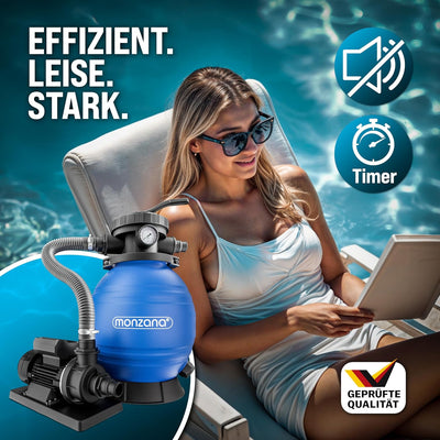 Monzana® Sandfilteranlage Pool Selbstansaugend 10.200L/h 400 Watt 2in1 Adapter Ø32mm - 38mm 7Wege Ve