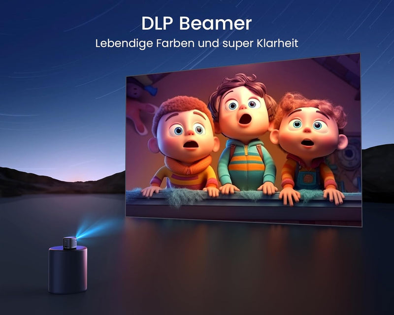 Mini Beamer, DLP Ultrakurzdistanz Beamer mit Android 11.0, Eingebautem Akku, WiFi Bluetooth Portable