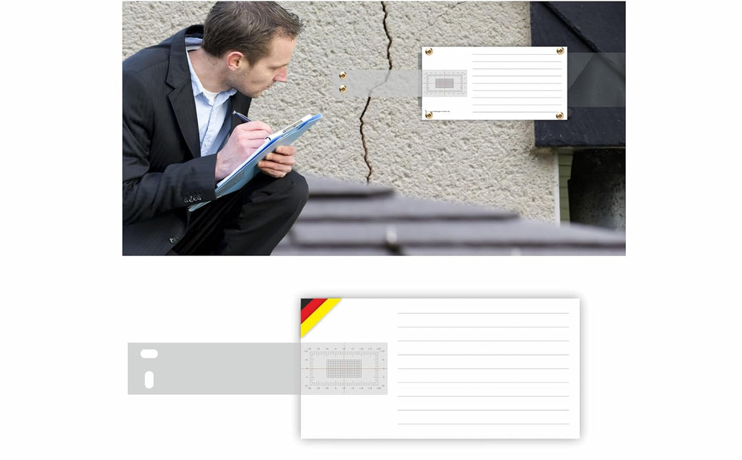 Sachverständigen-Zubehör® Rissmonitor als [Profi Messgerät] 2er Set | transparente Messlehre | Spalt