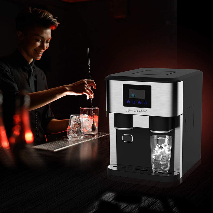 Rosenstein &amp; Söhne Crushed Ice Maschine: Profi-Eiswürfelmaschine mit Crushed Ice &amp; Kaltwasser, XXL-T