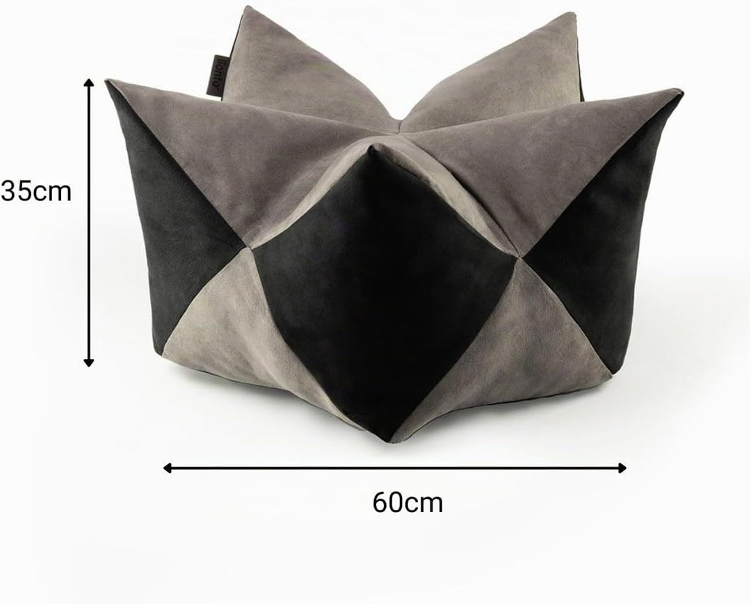 lionto Kronenkissen Sternenkissen Hundebett Katzenbett Haustierkissen, 60x35 cm grau/schwarz Grau/Sc