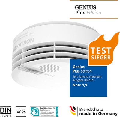 Hekatron 31-5000020-15-01 Rauchmelder Genius PLUS mit integrierter Batterie (10 Jahre Lebensdauer) –