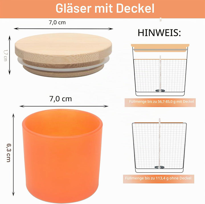 MILIVIXAY 20 Stück 118 ml Herbstkerzengläser mit Deckel und Kerzenherstellungs-Kits – Grosspackung k
