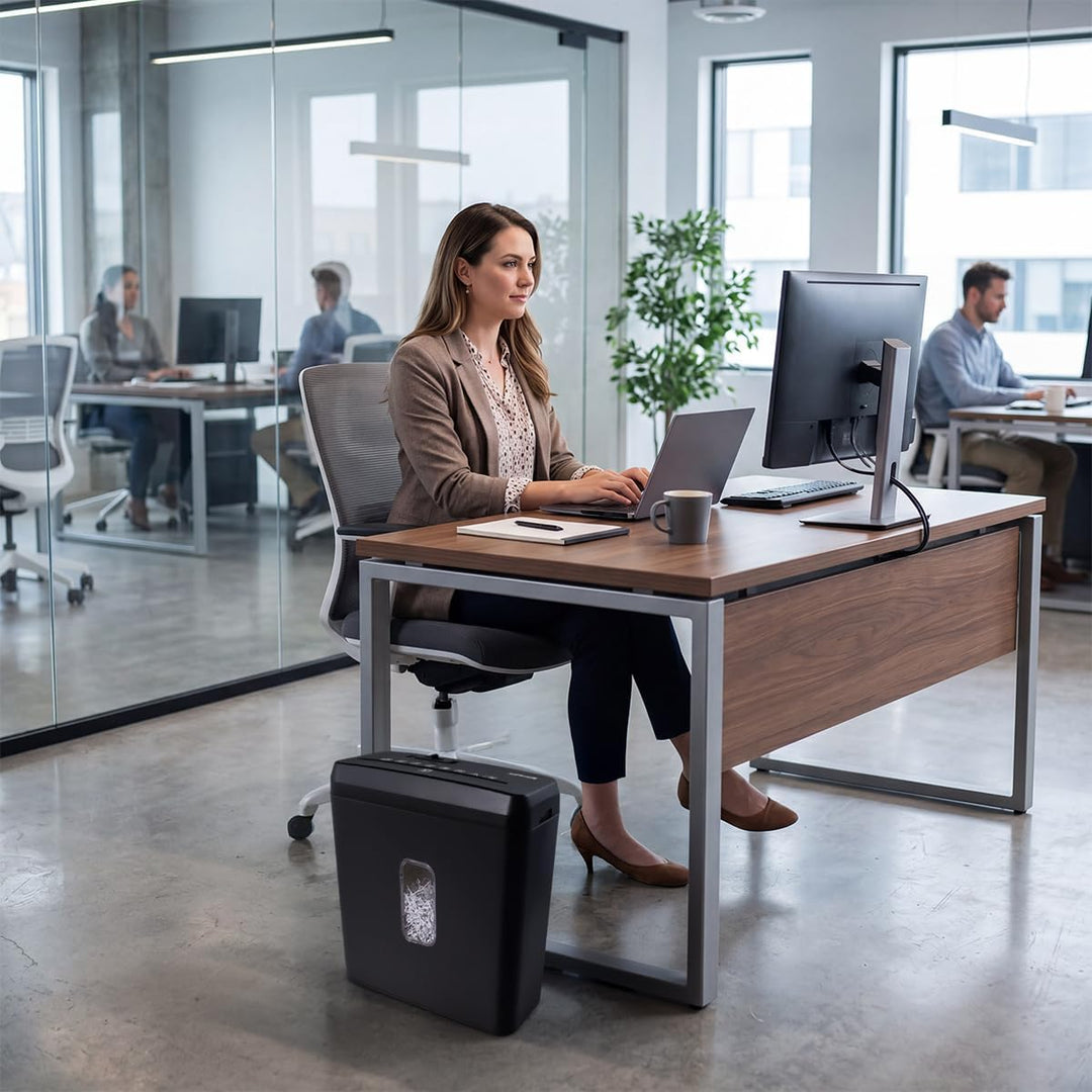 Office Products Aktenvernichter / 5-6 Blätter Querschnitt/Behälter 8 l/Schwarz/Papierschredder für k