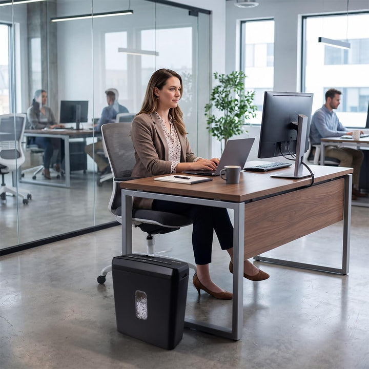 Office Products Aktenvernichter / 5-6 Blätter Querschnitt/Behälter 8 l/Schwarz/Papierschredder für k