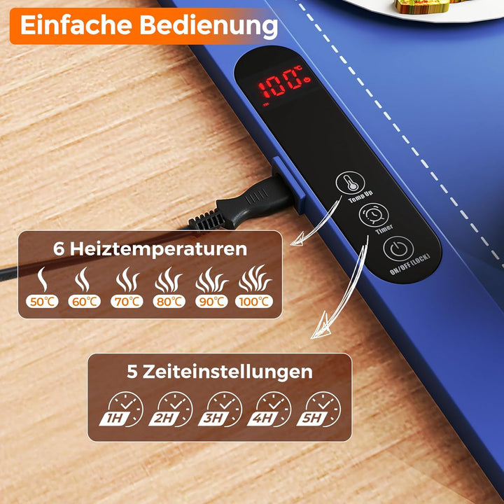 COSTWAY Elektrische Wärmematte Silikon für Lebensmittel, Rollbare Warmhalteplatte, Speisewärmer mit