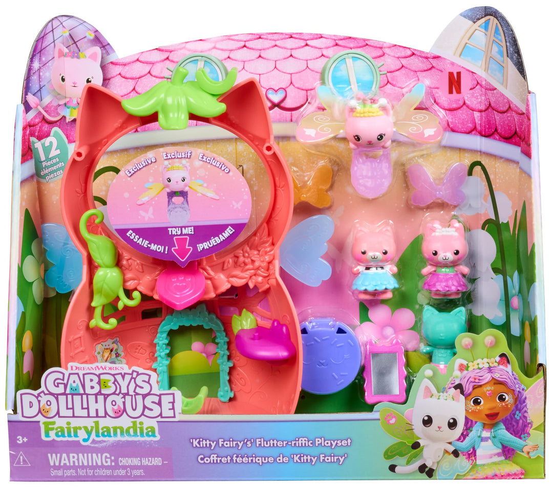 Gabby’s Dollhouse – Fairylandia - Flutter Fairy Spielset mit 12 Teilen, besonderem Flutter-Ring, Acc