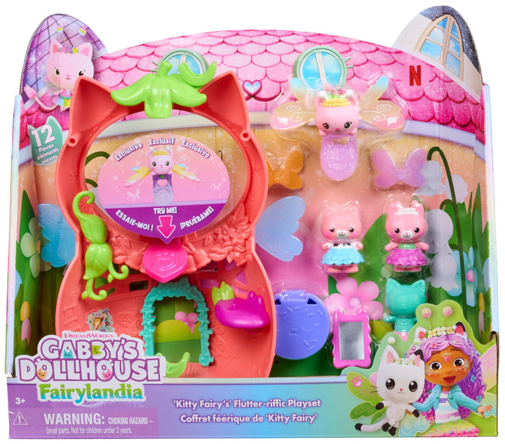 Gabby’s Dollhouse – Fairylandia - Flutter Fairy Spielset mit 12 Teilen, besonderem Flutter-Ring, Acc