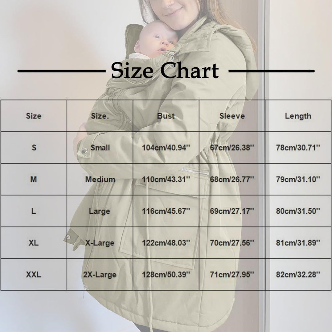 Umstandsjacke mit Babyeinsatz Umstands Baumwolljacke Winter Umstandsmode 3 in 1 Tragejacke mit Einst