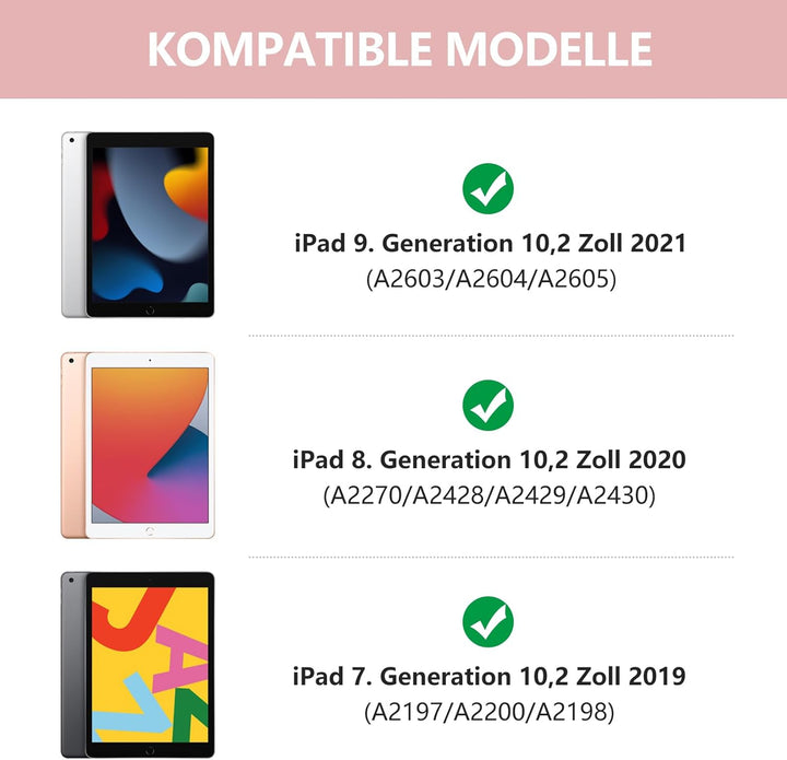 Tastatur Hülle für iPad 10.2 Zoll,für iPad 9/8/7 Generation Hülle,360° Touchpad Flip Hartschale Slim