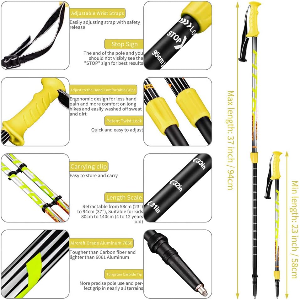 FitTrek Wanderstöcke Kinder - Trekkingstöcke - Walking Stöcke Teleskop - Wanderstocke Kinder - Walki