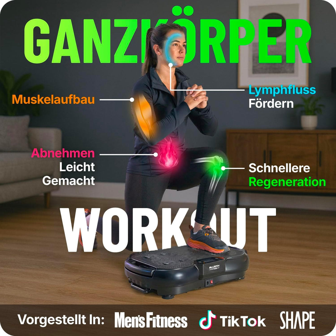 Bluefin Fitness Vibrationsplatte | Fettverbrennung, Muskelaufbau &amp; Ganzkörpertraining | Kompaktes De