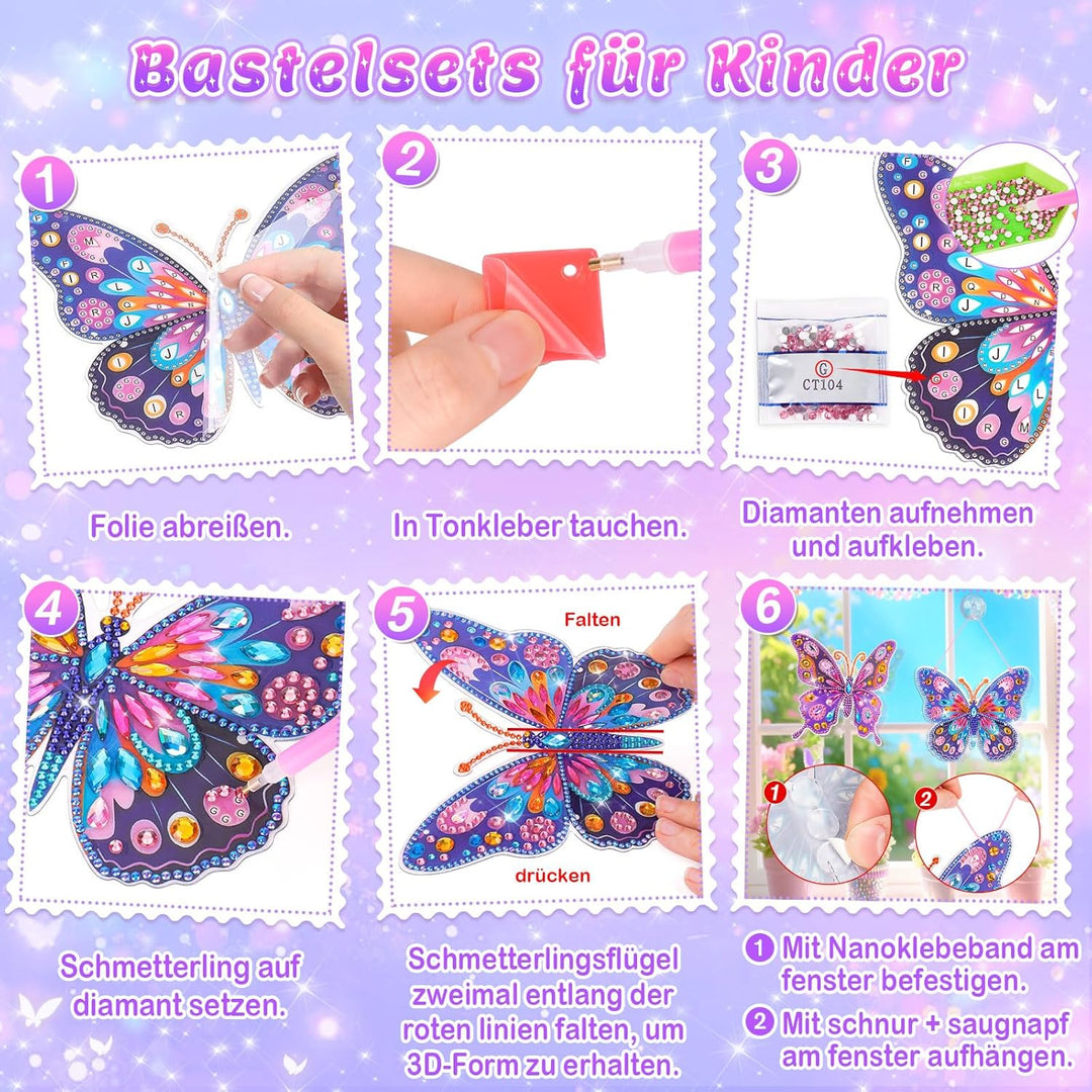 Basteln Mädchen 8 10 6 Jahre, Bastelset Kinder ab 6 Jahre Schmetterling Geschenk Mädchen 7 5 8 9 10
