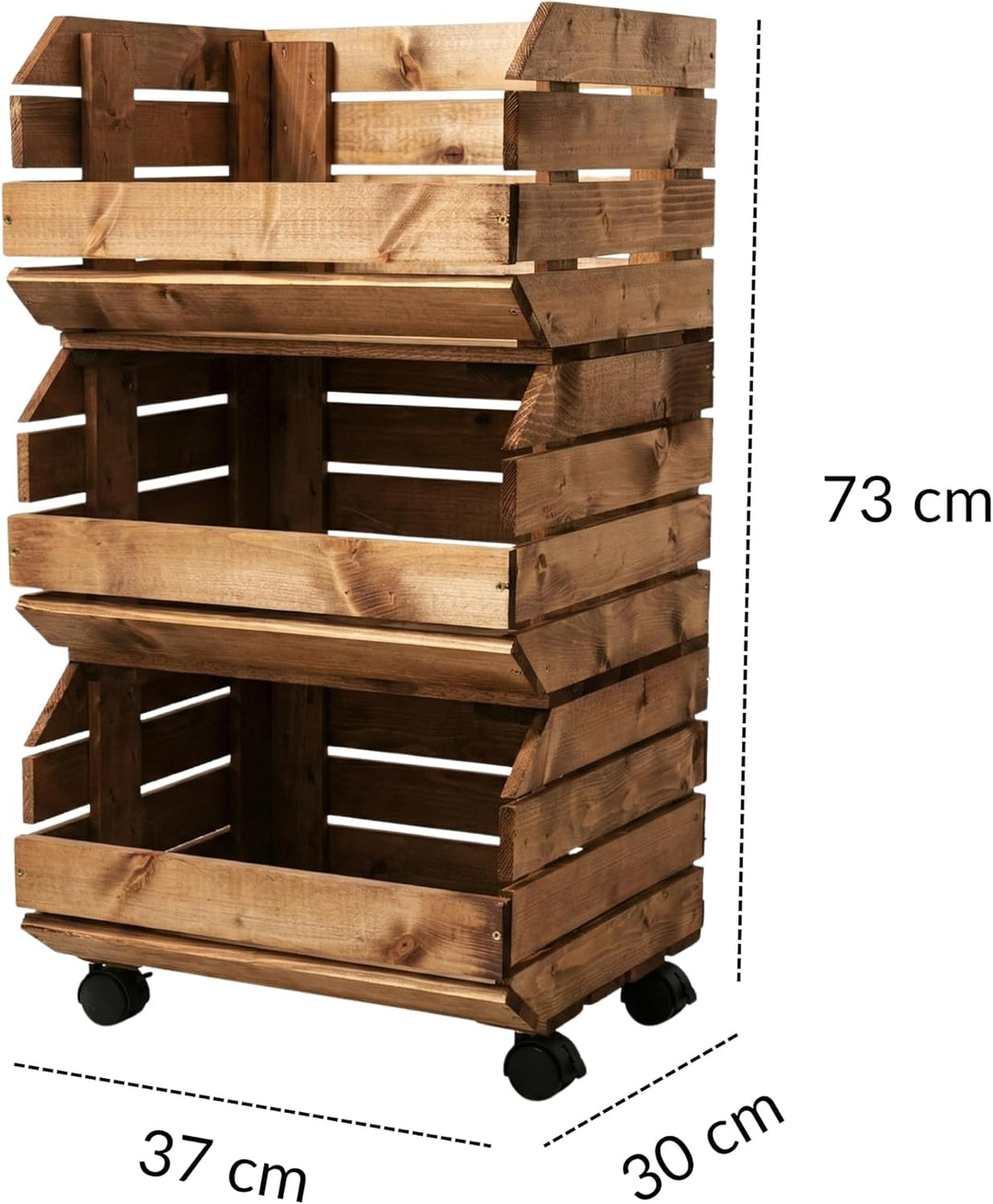 Stapelkisten Set Gemüseregal Mit Rollen 3 Holzkisten Regal Obsthorde Kartoffelkiste Braun Mit Montag