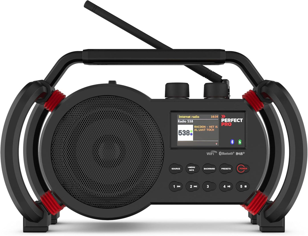 PerfectPro Baustellenradio NETBOX, WiFi internetradio, DAB+ und UKW-Empfang, Bluetooth, AUX und USB-