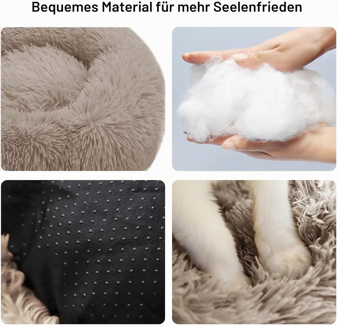 Nisrada Hundebett für kleine, mittelgrosse und grosse Hunde, 50cm, waschbar, rund, gemütlich, weich,