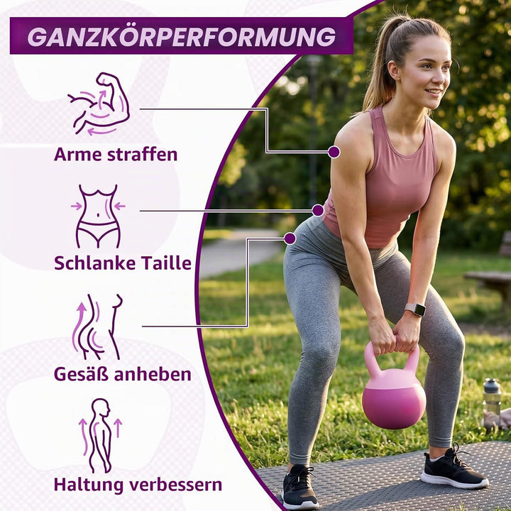 Soft Kettlebell 4-12kg - Bodenschonend und Leise, Eisensand-Kugelhantel mit ergonomischem Griff für
