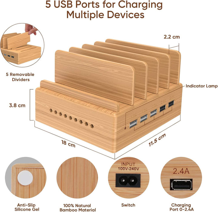 OthoKing Handy Ladestation USB Ladegerät mehrfach Ladestation für mehrere Geräte Smartphone Ladegerä