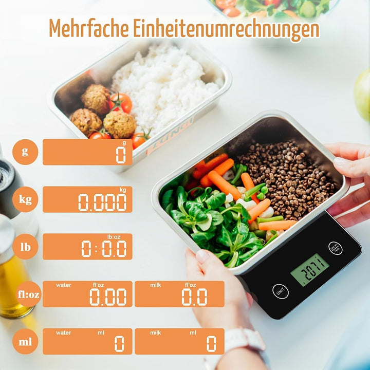 Küchenwaage Digital 5kg, elektronische Multifunktionsküchenwaage, Lcd Display, feinwaage Abstellauto