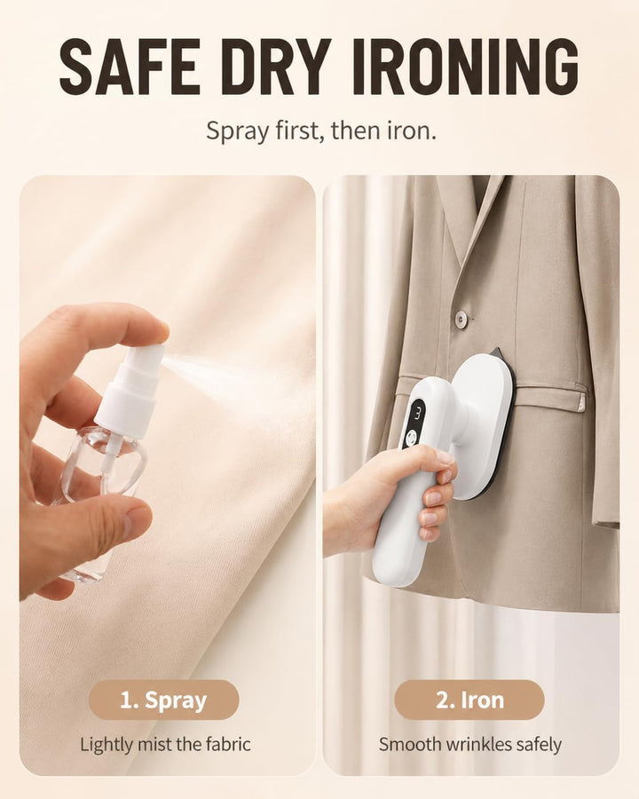 Wireless Travel Iron, Rechargeable USB-C Hand Ironing Machine, Dry &amp; Wet Application, 3 Temperature