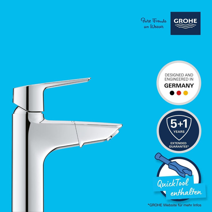 GROHE Start - Einhand-Waschtischarmatur (wassersparend, M-Size, Schnell-Montage-System, inkl. Montag