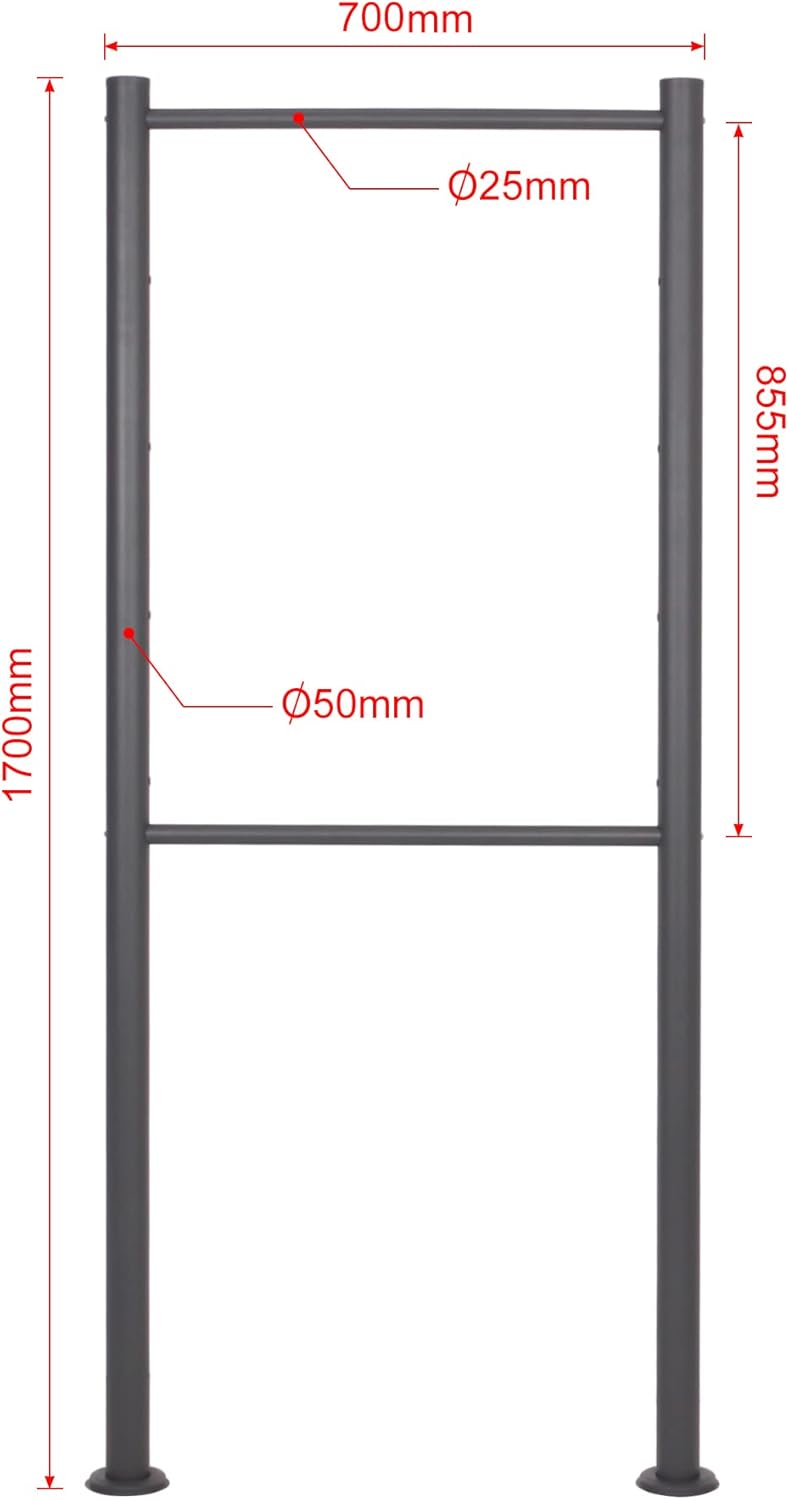Wiltec Briefkasten Ständer 4-Fach Anthrazit 1700 x 700 mm, Vierfach Standfuss für Postkasten Briefkä