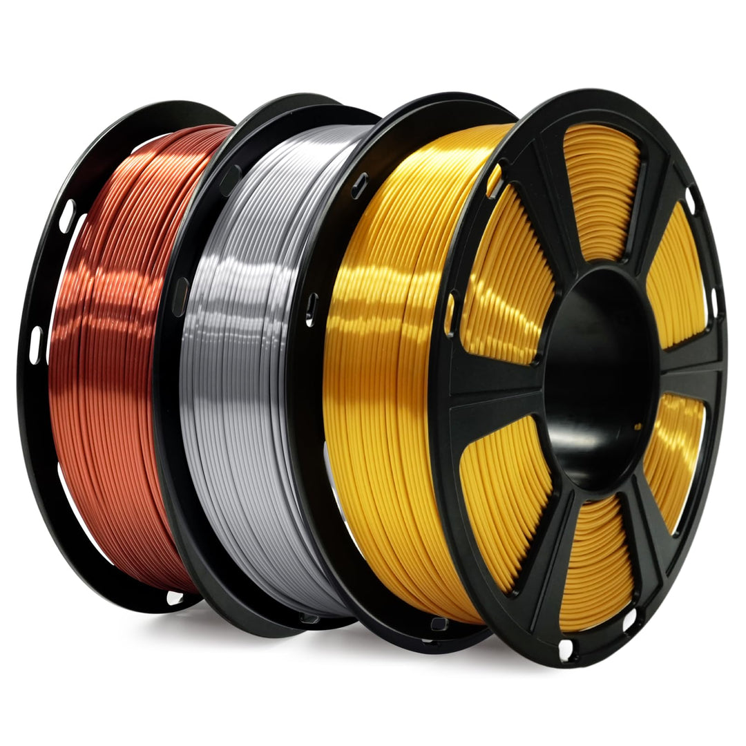 GIANTARM Silk PLA Filament 1.75mm, 3D Drucker Filament PLA 0,5 kg pro Spule, 3 Spulen, Silk Gold+Sil