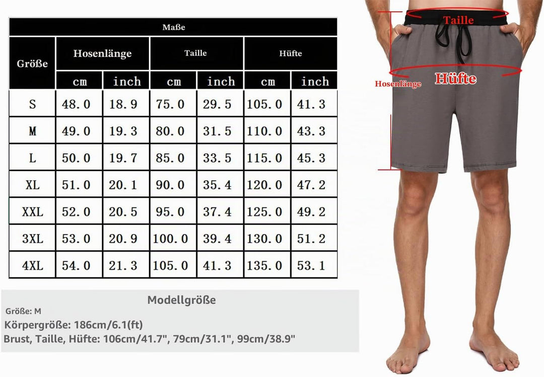 Nieery Schlafanzughose Herren kurz Pyjamhose Männer Schlafhose aus Baumwolle Nachtwäsche Pyjamshorts