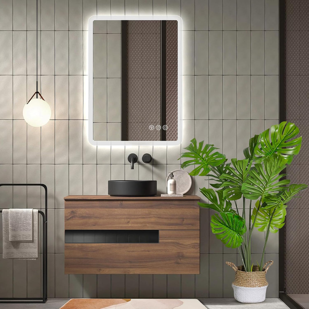 Ratsamee Badezimmerspiegel mit Beleuchtung LED, 50x70cm Spiegel mit Light, Wandspiegel mit Frontbele