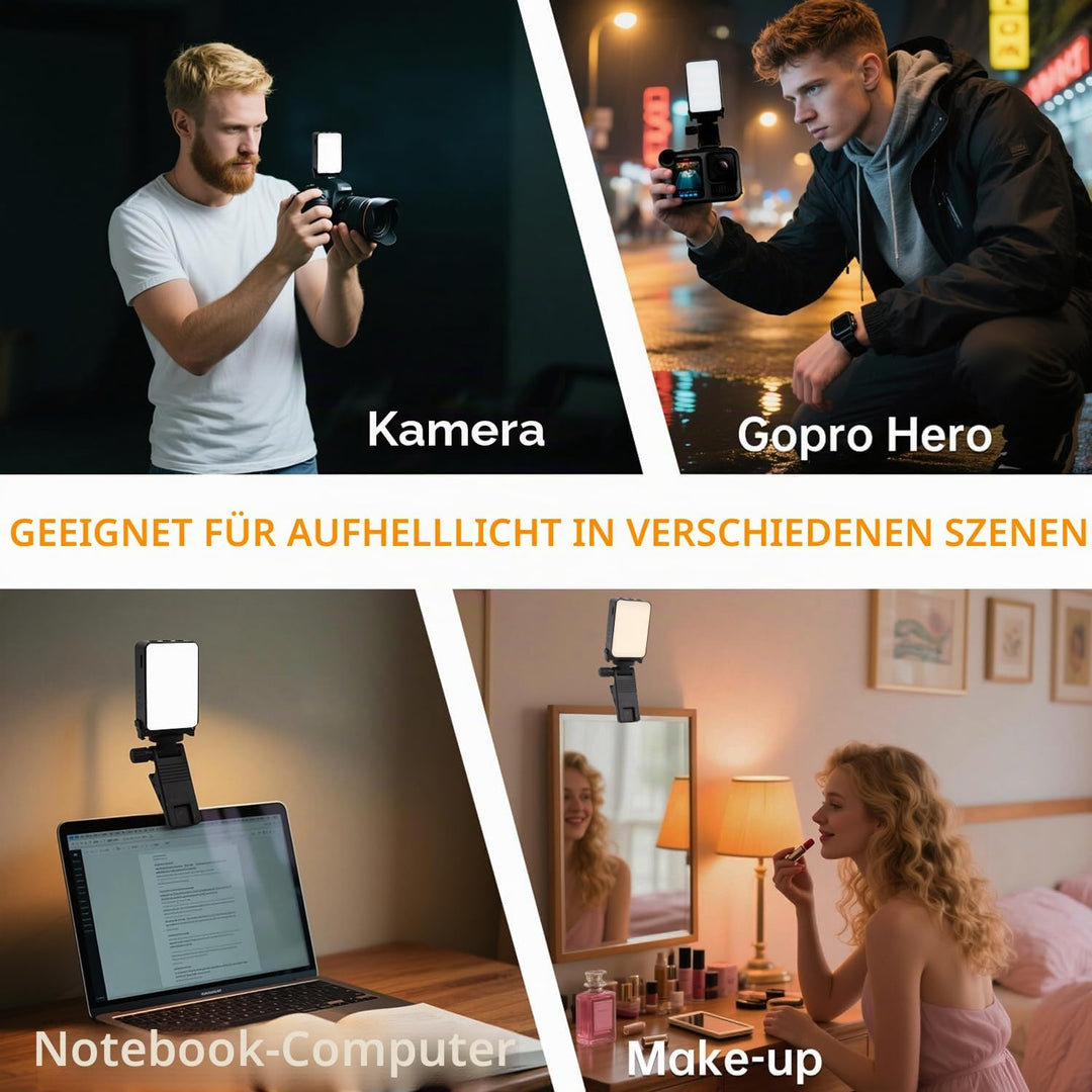Suptig Mini-Video-Licht, Selfie-Licht für Kamera, Telefon, Gopro, DJI Action, Laptop usw.
