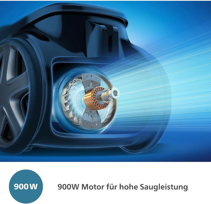Philips 6000-Series Beutelstaubsauger Performer LED - 900 W Motor, TriActive+ LED-Düse, HEPA, 9 m, L